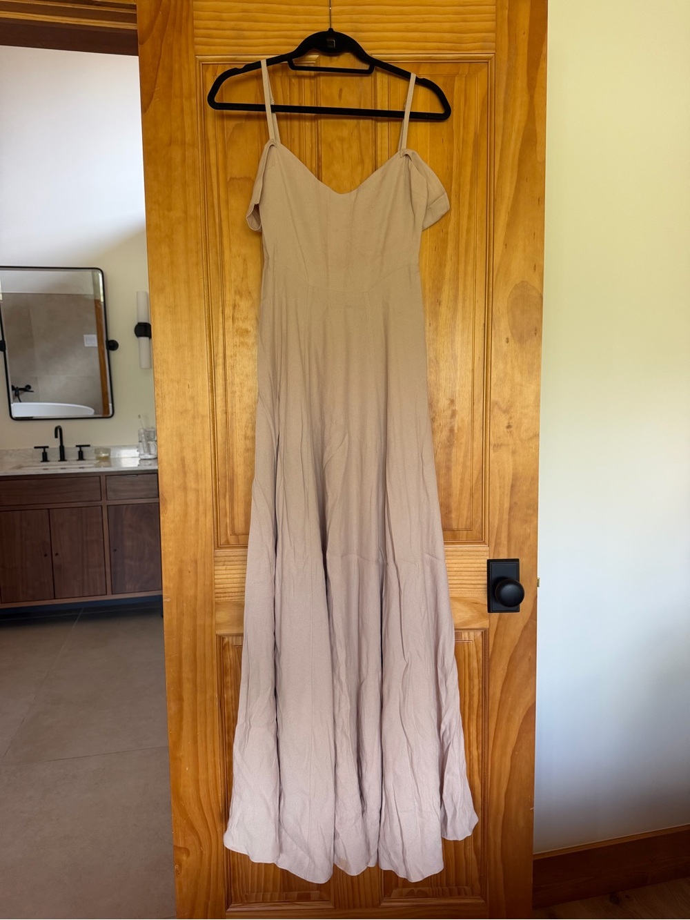 Reformation Beige Off-Shoulder Maxi Dress - size 2